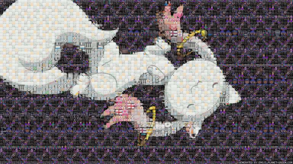 a cute white cat by qb | 🖼Emoji Mosaic🎉